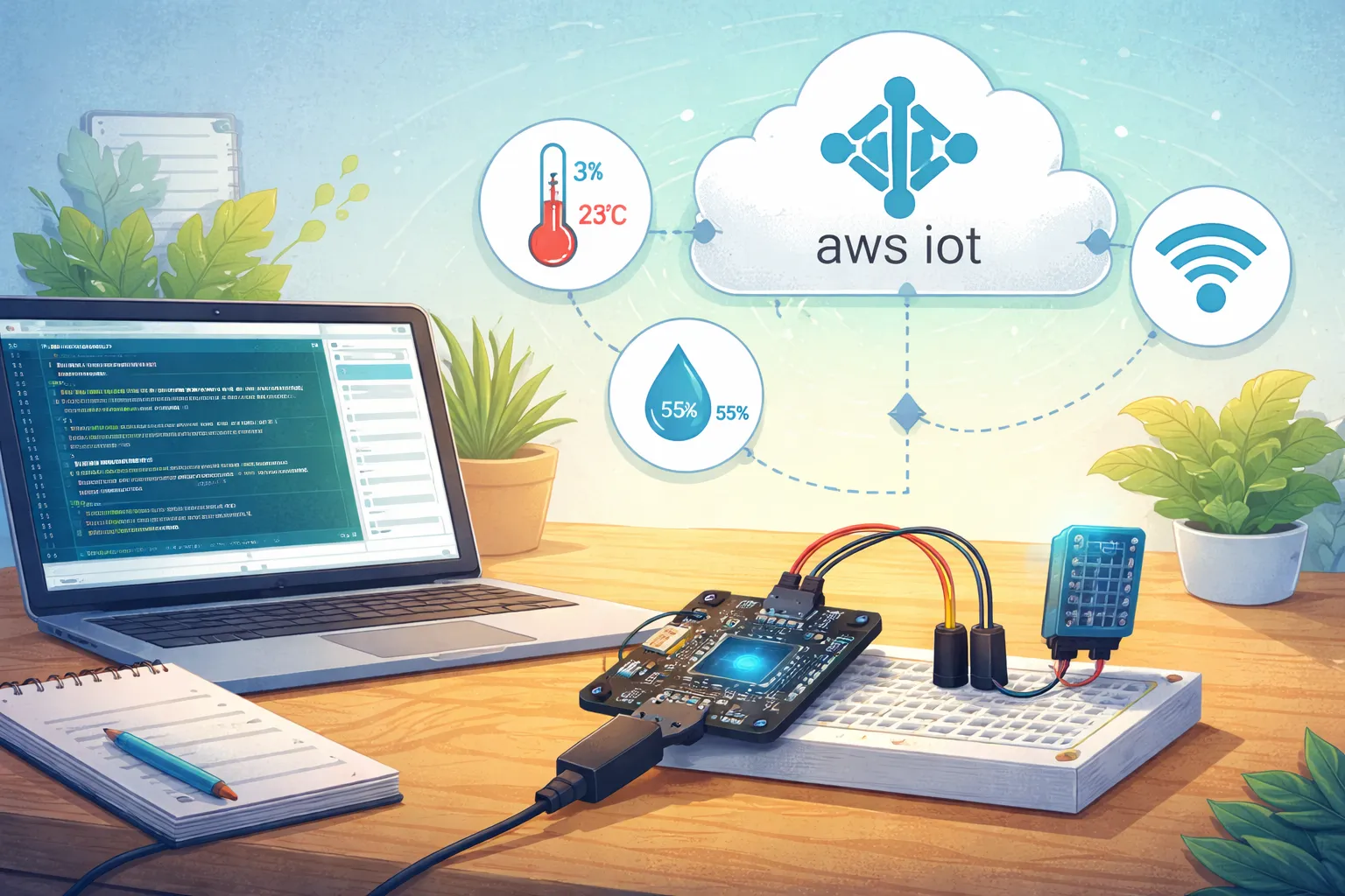 Publishing Humidity and Temperature sensor data to AWS-IoT using ESP8266