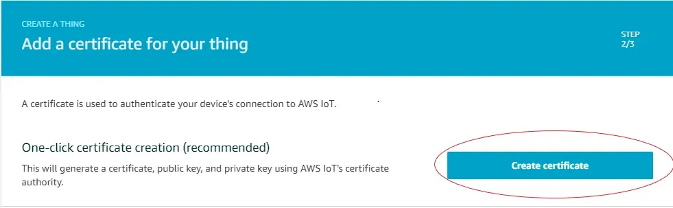 Add certificate for the thing