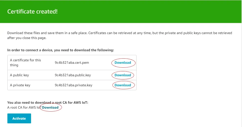 Download certificates